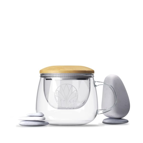 Clear glass cup for structured coffee and tea