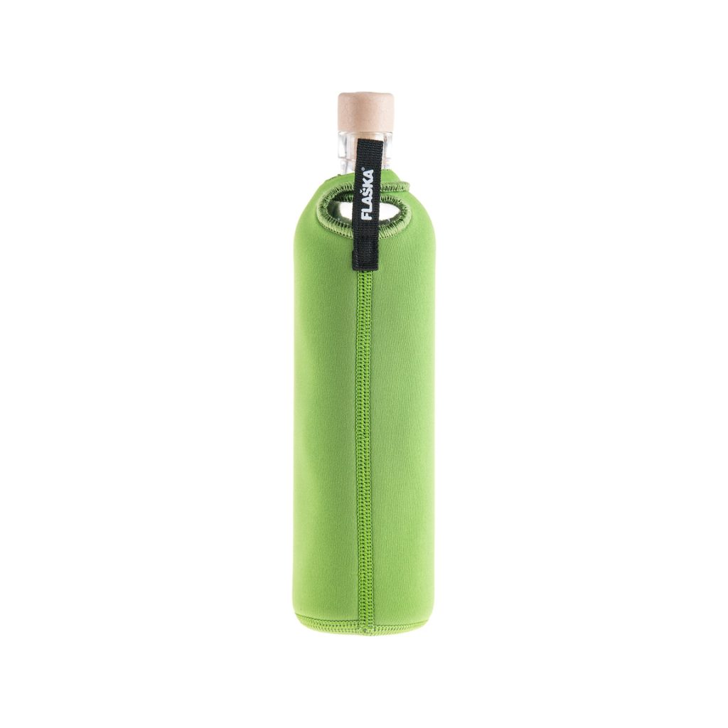 Hydroflasks water bottle with green sleeve