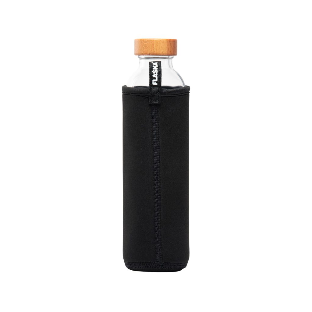 Neoprene sleeve with magic pattern on glass bottle