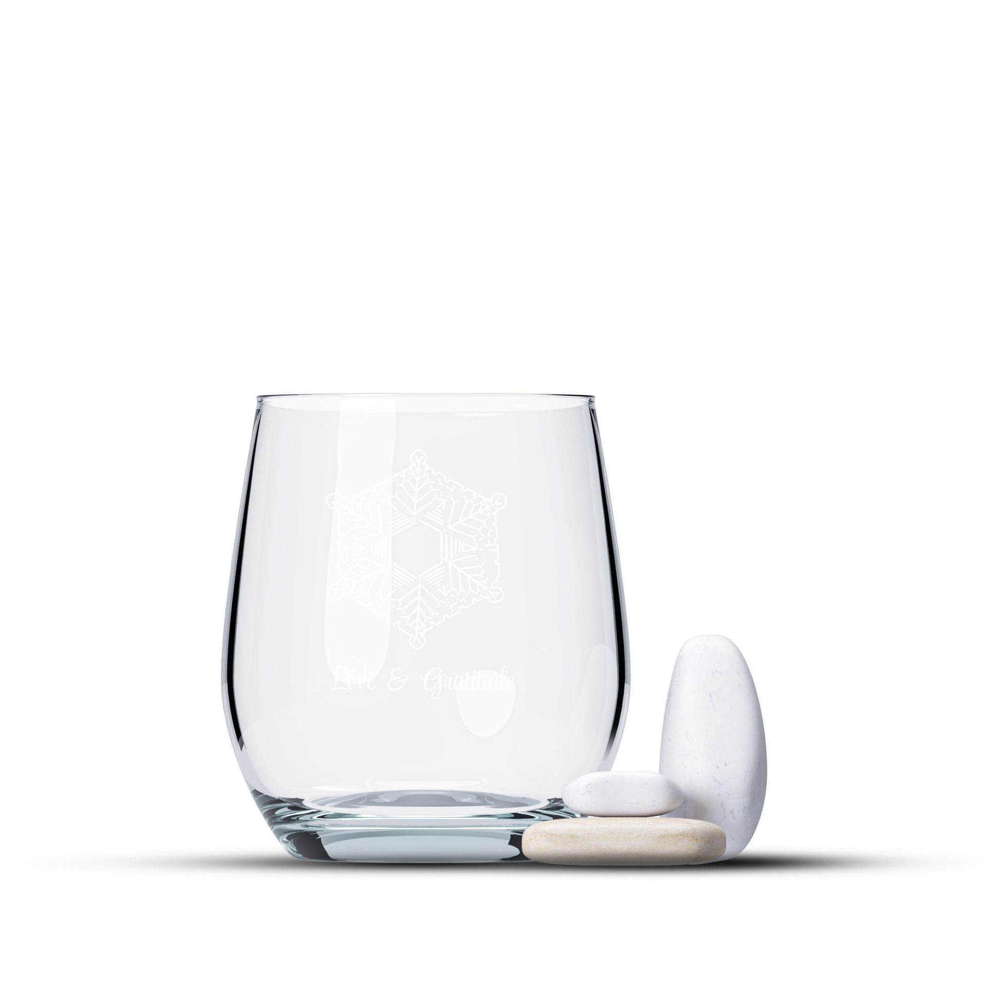 Water structuring glass with Love & Gratitude design